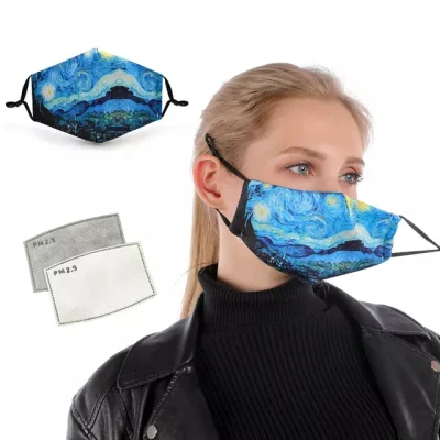 Reusable Washable Cloth Face Mask with Replaceable Pm2.5 Filter Anti Dust Bacteria Mouth Kid Children Mask