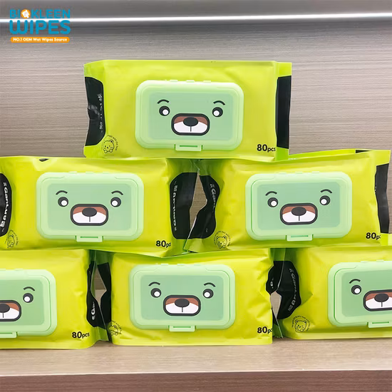 Biokleen OEM Free Sample Natural Saline Professional Factory Cheap Disinfectant Soft Organic Baby Wipe with Plastic Lid Texture Wipe